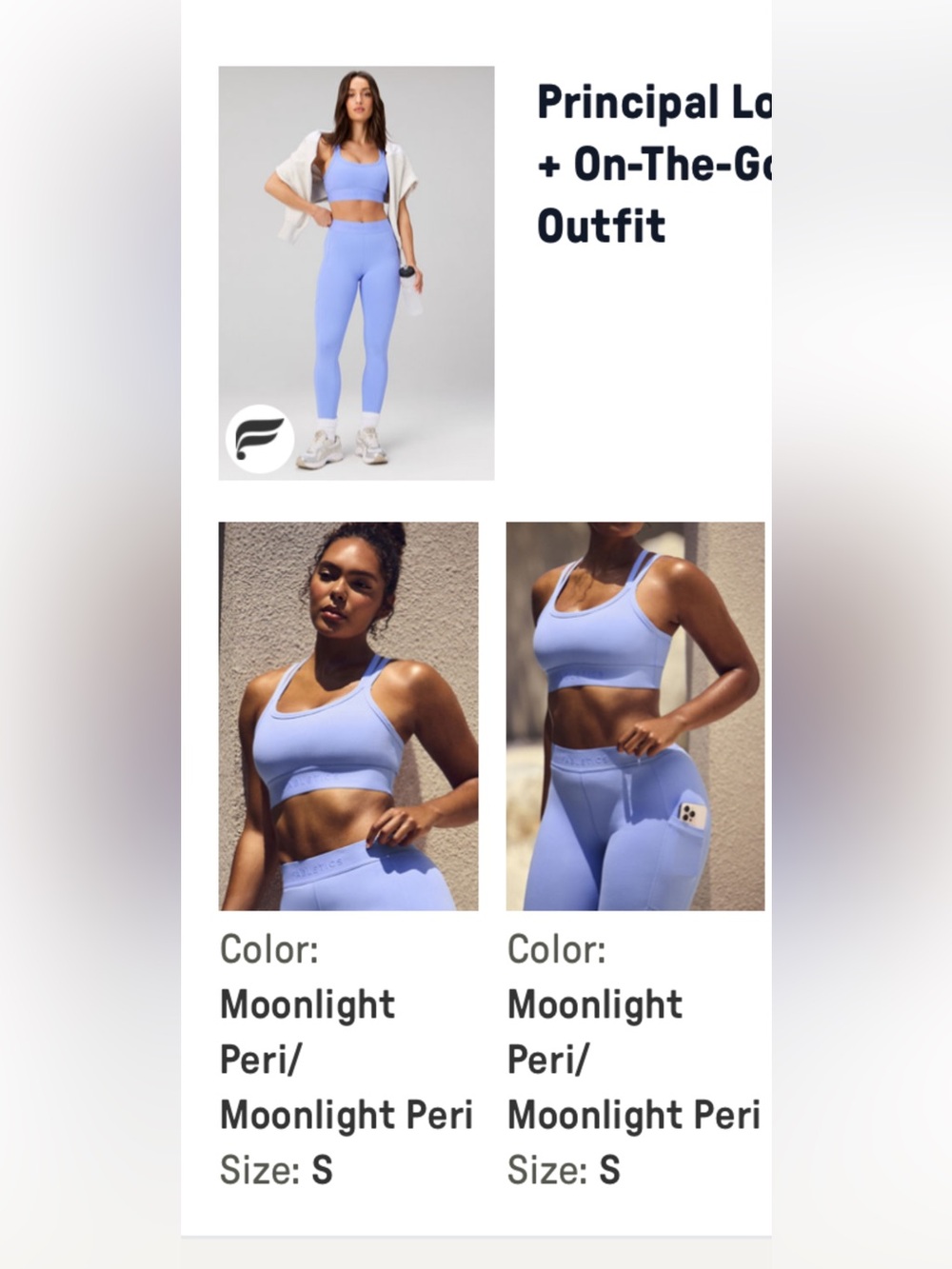 Fabletics Moonlight Blue Racerback Sports Bra & Leggings Set